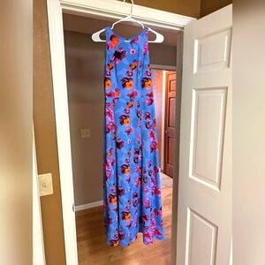 Banana Republic Floral High Neck Sleeveless Seamed Maxi Dress Elegant